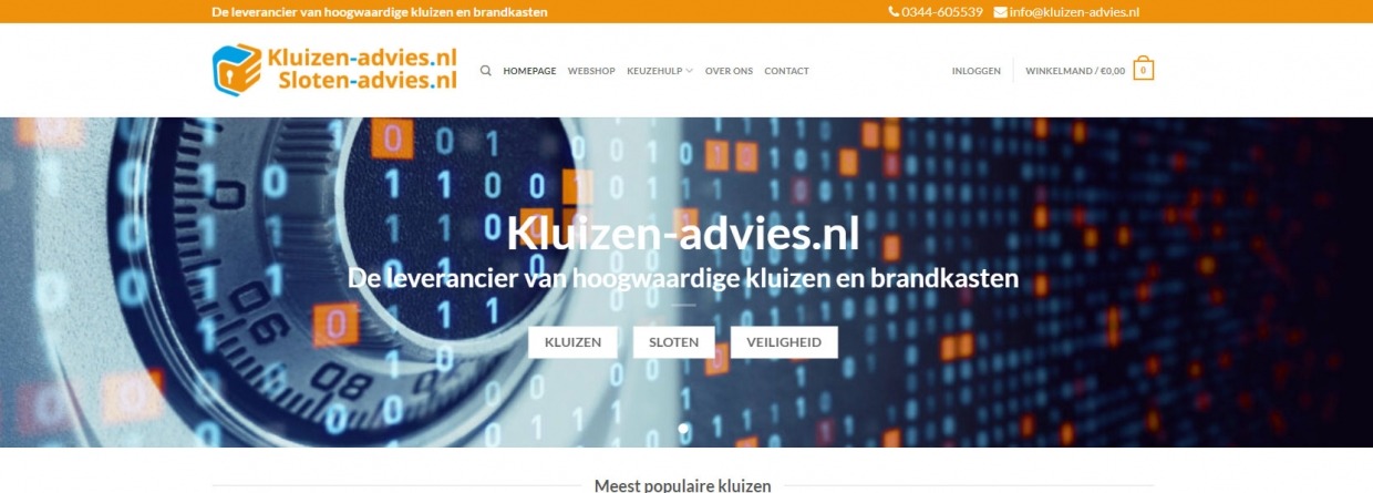 een afbeelding van de website van kluizen-advies.nl