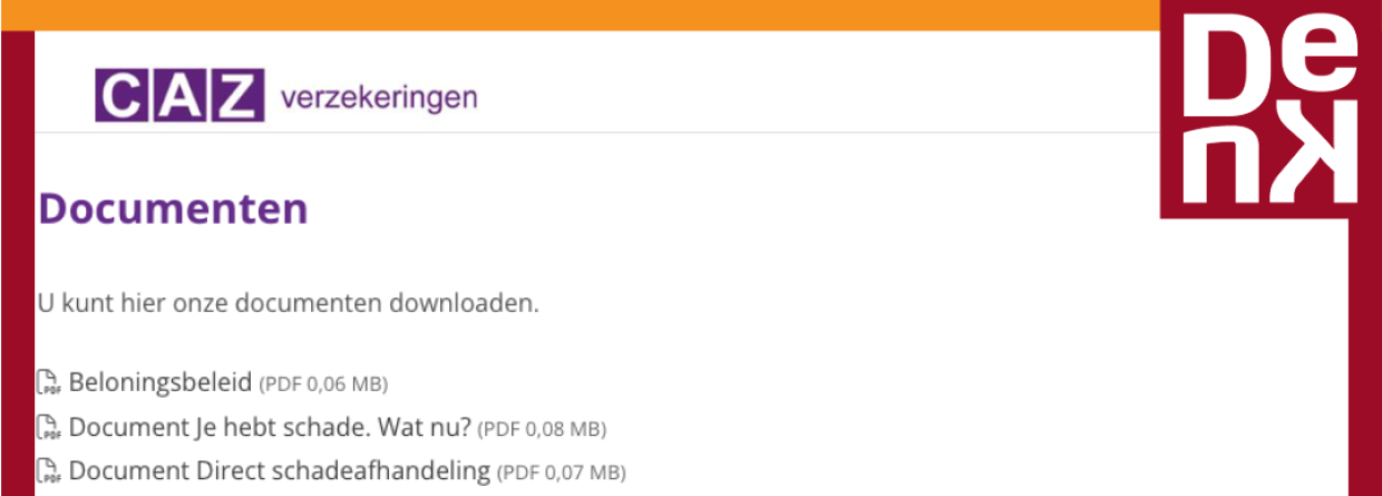 EAA weergave documenten op website