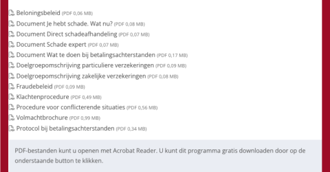 EAA weergave documenten op website